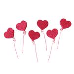 Pinches gibré corazones rojos 6u